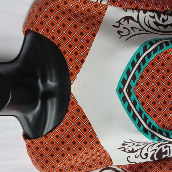 COMO NO? brand tunic, orange, cream, green - Picture 2 of 7